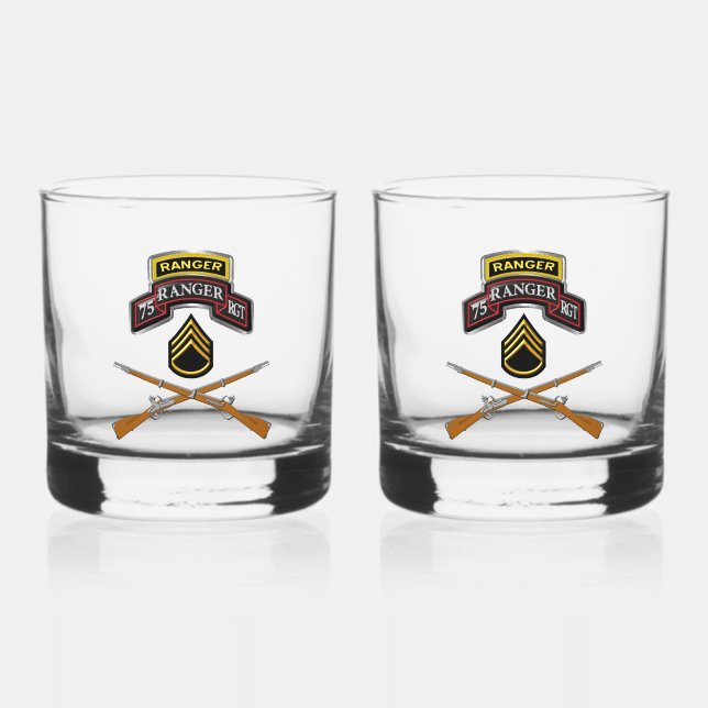 75. Ranger Regiment-Mitarbeiter Whiskyglas (Vorderseite)