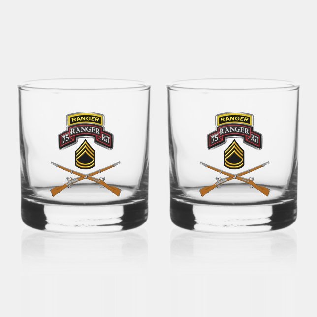 75. Ranger Regiment Sergeant First Class Whiskyglas (Vorderseite)