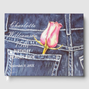 75. Rosa Rose Blumengeflecht Geburtstagsgedächtnis Gästebuch