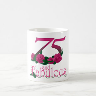 75. Rosen-Blumen-Tasse des Geburtstages 75 rosa Tasse