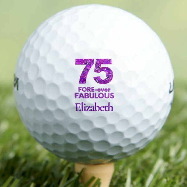 75 VOR-ever Fabulous 75. Geburtstag Purple Flowers Golfball (Von Creator hochgeladen)