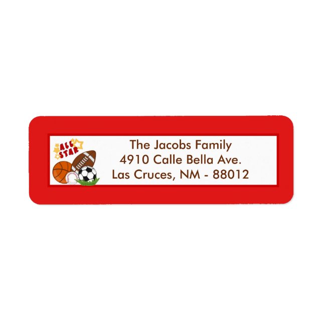 .75"x2.25" Rücksendeadresse-Label All-Star Red (Vorne)