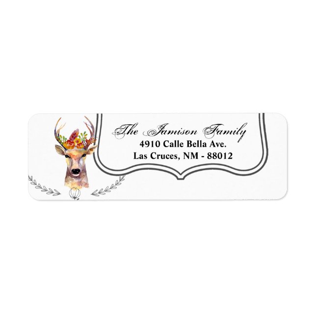 .75"x2.25" Rücksendeadresse Label Boho Deer Buck H (Vorne)