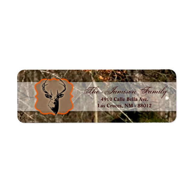 .75"x2.25" Rücksendeadresse Label Jagd Hirschbuck (Vorne)