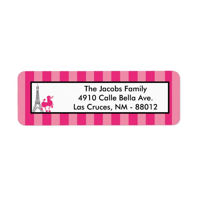 .75"x2.25" Rücksendeadresse Label Pink Poodle Pari (Vorne)