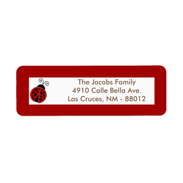 .75"x2.25" Rücksendeadresse Label Red Ladybug (Vorne)