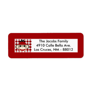 .75"x2.25" Rücksendeadresse Label Red Sock Affe