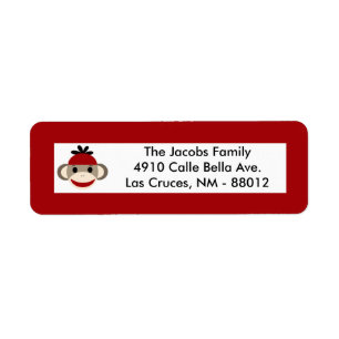 .75"x2.25" Rücksendeadresse Label Red Sock Affe