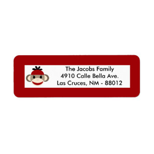 .75"x2.25" Rücksendeadresse Label Red Sock Affe