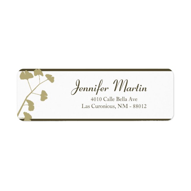 .75"x2,25" Rücksendeadresse Weiße Ginkgo-Blätter (Vorne)