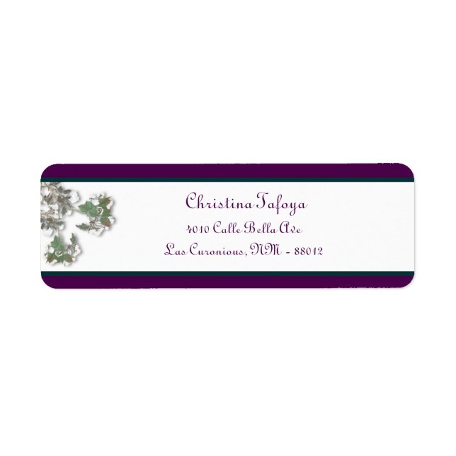 .75" x 2,25" Rücksendeadresse Pfau und Blume Bra (Vorne)