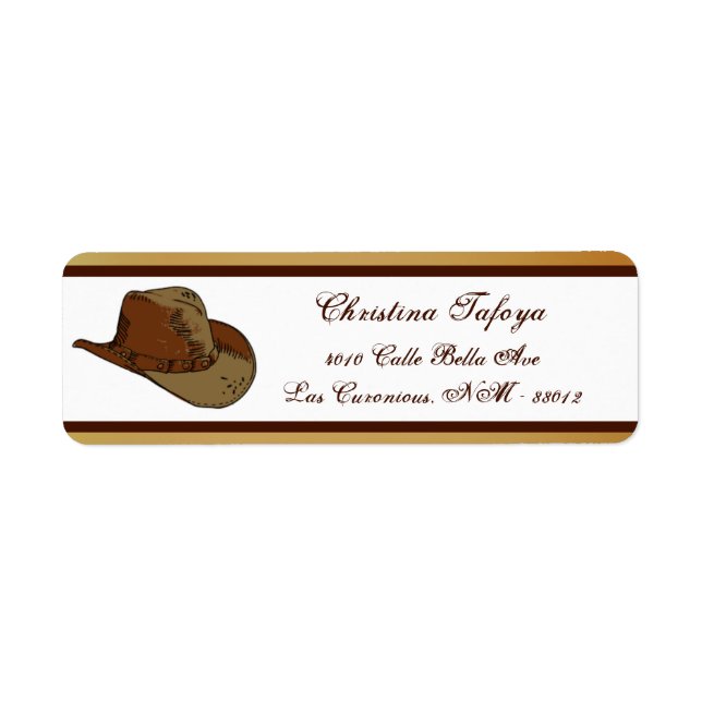 .75" x 2.25" Rücksendeadresse Western Cowgirl Hat/ (Vorne)