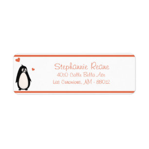 .75" x 2,25" Rücksendeadressepenguin-Liebe/Herzen