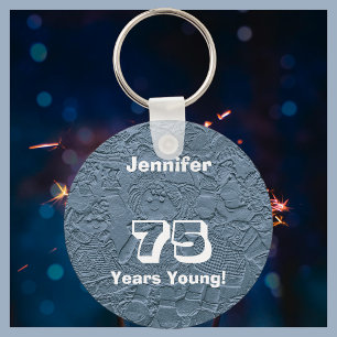 75 Years Young Light Blue Rag Dolls Key chain Schlüsselanhänger