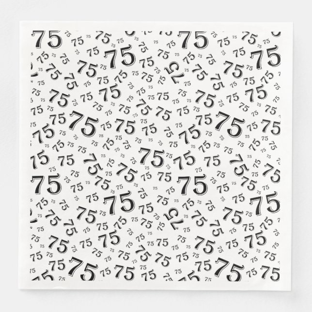 75th Age Random Number Pattern Black/White Serviette (Vorderseite)