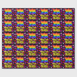 75th Birthday: Loving Hearts Pattern, Rainbow # 75 Geschenkpapier