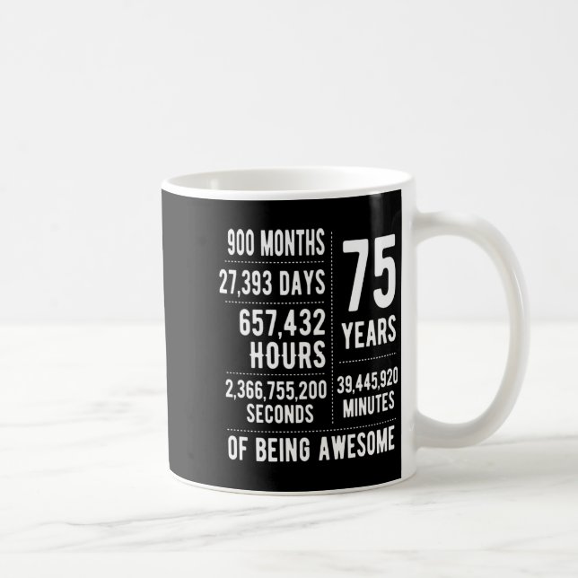 75th Birthday Men Women Funny 75 Years Old  Kaffeetasse (Rechts)