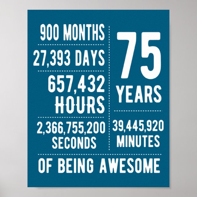 75th Birthday Men Women Funny 75 Years Old  Poster (Vorne)