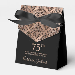 75th Birthday Rose Gold Damask Thank You Geschenkschachtel
