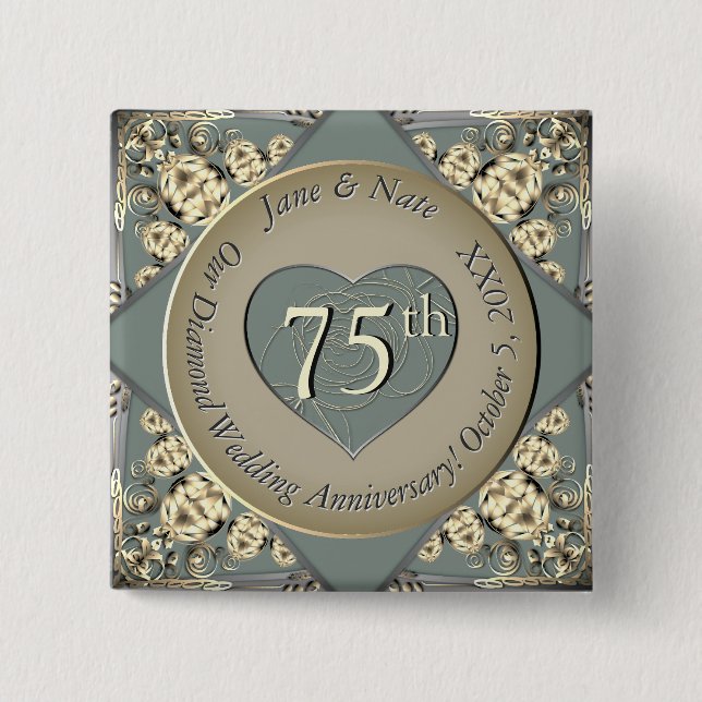 75th Wedding Diamond Anniversary  Button (Vorderseite)