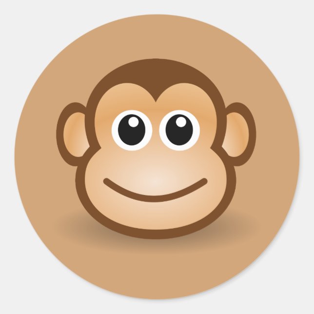 76-frei-Niedlich-Cartoon-Affe-Clipart-Illustration Runder Aufkleber (Vorderseite)