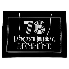 76. Geburtstag — Art Deco Inspiriert Look "76" & N Große Geschenktüte