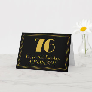 76. Geburtstag: Art Deco inspiriertes Aussehen "76 Karte