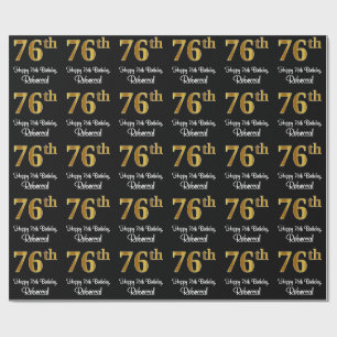 76. Geburtstag: Elegantes Luxuriöse Imitate Gold  Geschenkpapier