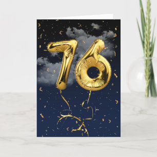 76. Geburtstag Gold Mylar Ballon und Confetti Card Karte