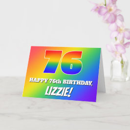 76. Geburtstag: mehrfarbiges Regenbogenmuster # 76 Karte