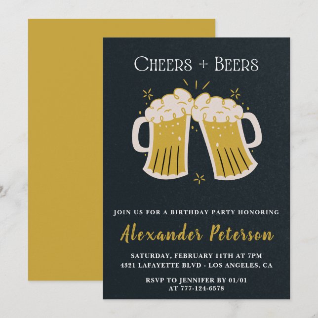 76. Geburtstagseinladungen Cheers Beers Rustic Men Einladung (Vorne/Hinten)
