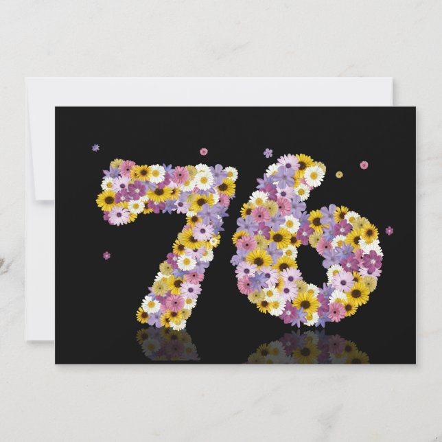 76. Geburtstagsfeier mit Blumenbriefen Einladung (Vorderseite)