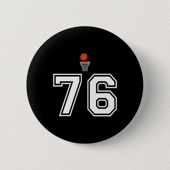 76 Nummer Basketball Style Vintag White Premium Button (Vorderseite)