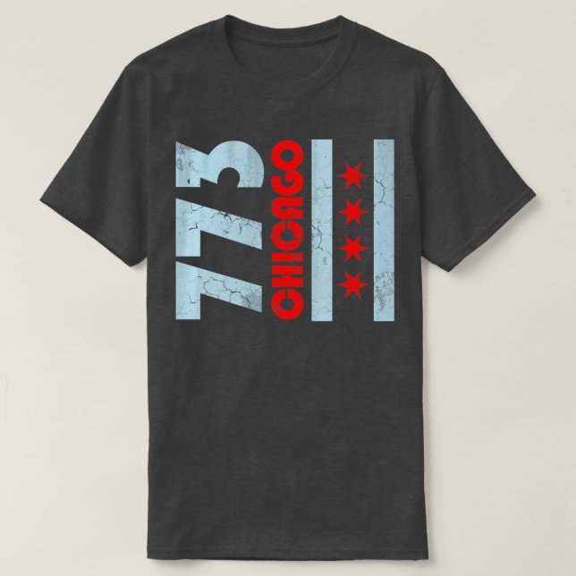 773 Chicago Flag Vintag Fade T-Shirt (Design vorne)