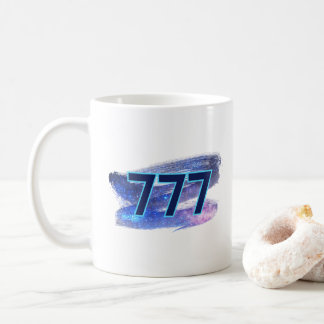 777 Engel Number Dark Blue Sparkle Manifestation Kaffeetasse