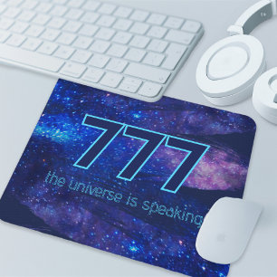 777 Engel Number Dark Blue Sparkle Manifestation Mousepad