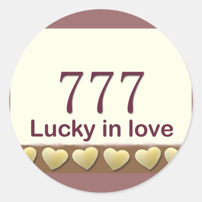 777 Glück in Liebe Runder Aufkleber (Vorderseite)
