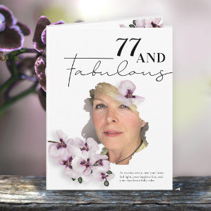 77 & Fantastische Orchideen-Foto-Geburtstagskarte Karte