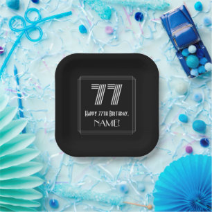 77. Geburtstag — Art Deco Inspiriert Look "77" + Pappteller