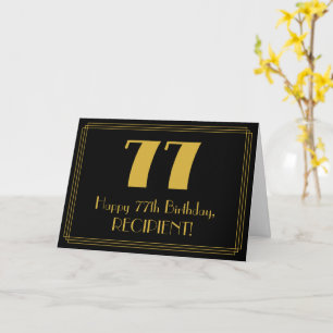 77. Geburtstag: Art Deco inspiriertes Aussehen "77 Karte