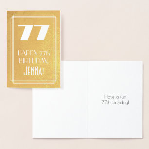 77. Geburtstag ~ Art-Déco-Stil "77" & Individuelle Folienkarte