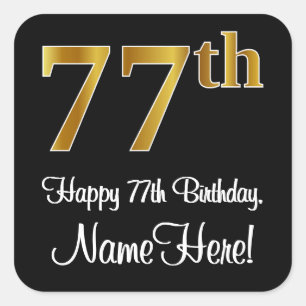 77. Geburtstag - Elegante Luxuriöse Imitate Gold L Quadratischer Aufkleber