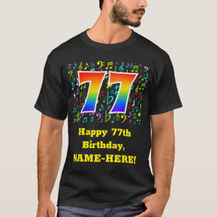 77. Geburtstag: Farbige Musiksymbole, Regenbogen 7 T-Shirt