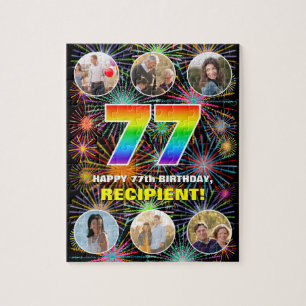 77. Geburtstag: Fun Rainbow #, Individuelle Name + Puzzle