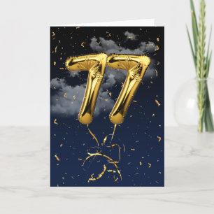 77. Geburtstag Gold Mylar Ballon und Confetti Card Karte