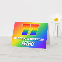 77. Geburtstag: mehrfarbiges Regenbogenmuster # 77 Karte
