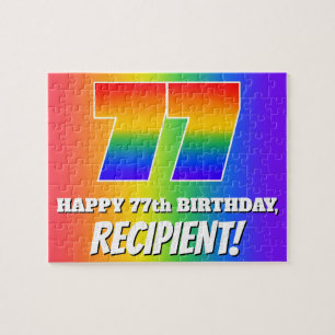77. Geburtstag — mehrfarbiges Regenbogenmuster "77 Puzzle