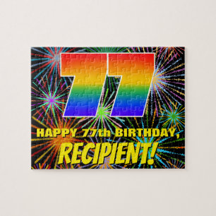 77. Geburtstag: Spaß, bunte feierliche Feuerwerke Puzzle