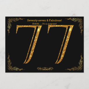 77. Geburtstagsfeier,Gatsby-Styl,Schwarzer Glitzer Einladung