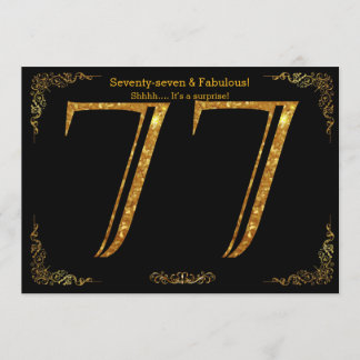 77. Geburtstagsfeier,Gatsby-Styl,Schwarzer Glitzer Einladung